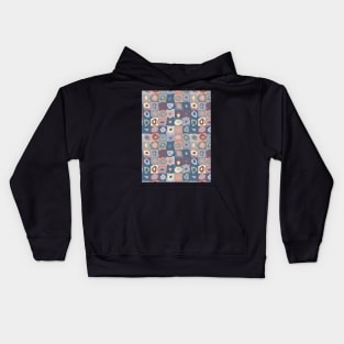 Summer Breeze  - Retro Geometric Wobbly Square Grid Pattern Kids Hoodie